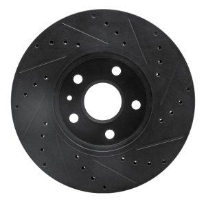 Cadillac CTS Brake Rotor (1) - Front Left - R1 Concepts - Drilled & Slotted - Black - `08-`14